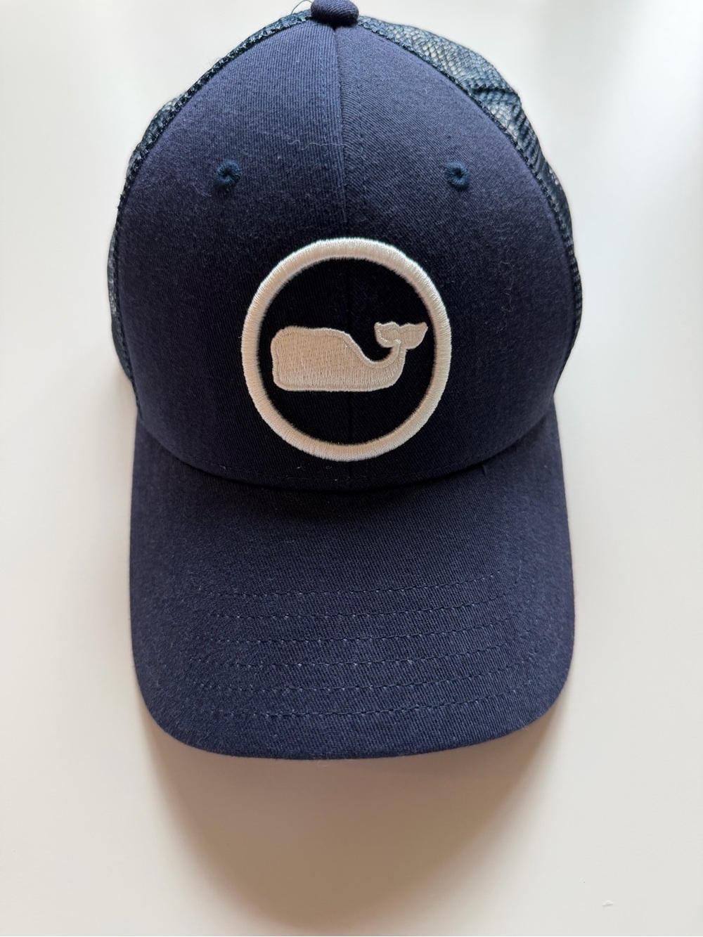 Vineyard Vines Navy and White Whale Patch Mesh Cap